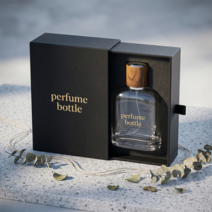 Flacons de parfum ovales ronds en verre avec bouchon en bois naturel et garniture argentée, vente en gros, flacons de parfum vides avec boîte, flacons de parfum de qualité - Product Image 3