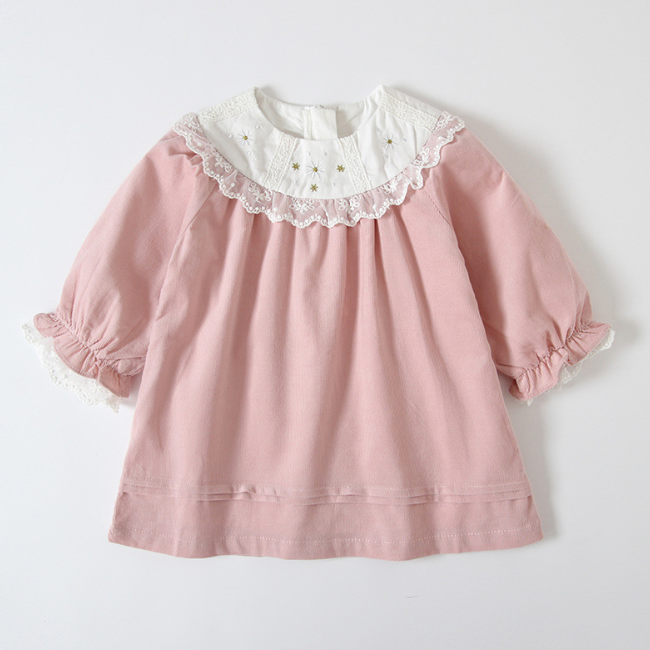 PHB 50550 модная Вельветовая ткань для маленьких девочек от 0 до 4 лет, розовая рубашка 2020