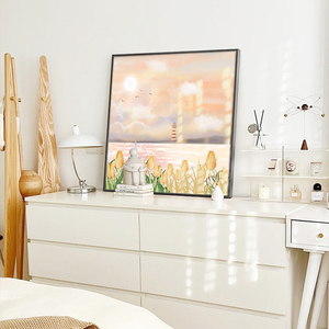 Luz moderna dormitorio de lujo pintura decorativa dormitorio principal pintura de Cabecera vista al mar flores gran pintura al óleo colgante de pared - Product Image 5