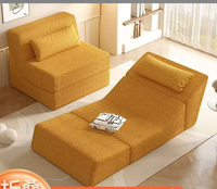 Style nordique couleur unie pliant paresseux canapé-lit tissu velours pliable sol salon canapé avec fonction Tatami emballé sous vide