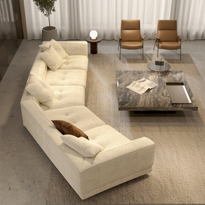 Juego de Muebles de Sala de Estar de Cuero Italiano Moderno y Contemporáneo, Elegante Juego de Sofás de Tela para el Hogar GS9155 - Product Image 3