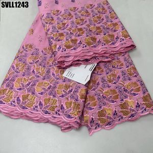 Azul real tela de encaje africano más nuevo Witn piedras encaje de gasa suizo en Suiza para vestido de novia nigeriano Birdel coser - Product Image 4