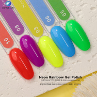 Vernis à ongles gel néon arc-en-ciel personnalisé avec logo, sans HEMA ni TPO, vernis à ongles semi-permanent néon UV LED, vernis à ongles qui s'enlève par trempage