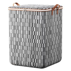 Quilt Storage Bag 48x44x48cm Rectangle Clothing Organizer Bedroom Use Gray Striped Design - Product Image 5