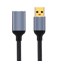 Kabel Ekstensi USB 3.0 Male-to-Female dengan Selubung Jala, Konduktor Tembaga untuk Mouse dan Keyboard Komputer; Kabel Data Kecepatan Tinggi