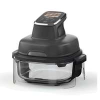 Penggorengan Udara Digital dengan Wadah Transparan, Layar Sentuh Kaca Hitam, Pilihan Kapasitas 4L 6L 8L, Daya 1200W, untuk Toko Swalayan