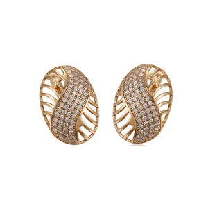 93398 xuping ultimo modello di moda gioielli orecchino del cerchio per le signore con pietra bianca