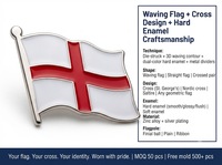 Maßgefertigte Wellige England St. George-Kreuz Flagge Hartemaille Anstecknadel, Englische Flagge Gedenk-Metallabzeichen