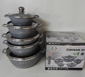 Ensemble de casseroles en aluminium pour famille, 10 pièces, 20/24/28/32 cm, casserole profonde, poêle peu profonde de 28 cm, revêtement antiadhésif en granit, compatible avec les cuisinières à gaz - Product Image 4