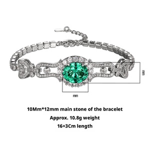 Statement Fashion Jewelry Eco-friendly Copper Oval Cut 10*12mm Multicolor Zircon Link Chain <b>Bracelet</b> for Daily Wear - Product Image 2