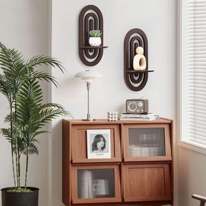 Set di 2 <span class=keywords><strong>Mensole</strong></span> Galleggianti da Parete in Stile Boho, Design ad Arco, Decorative per <span class=keywords><strong>Camera</strong></span> da Letto e Soggiorno, Colore Scuro - Product Image 2