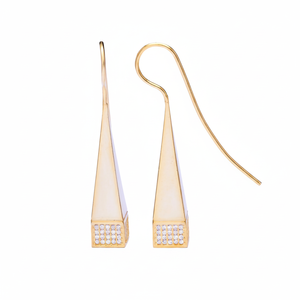 Forme géométrique pierre CZ claire faite à la main turque 925 argent crochet Design boucles d'oreilles en gros bijoux fins - Product Image 2