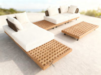 Ensemble de jardin patio extérieur de qualité haut de gamme de luxe Ensemble de canapés en corde de bois de teck Meubles tous temps