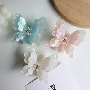 Colorful Double-Layer Butterfly Hair Claws for Women Girls Sweet Hair Clip Styling Tools Hairpin Acetate Barrette Headdress