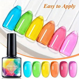 Juego de Esmaltes de Uñas en Gel Transparente de 6 Colores, Esmalte de Uñas en Gel UV/LED de Verano, Transparente, Neón, para <span class=keywords><strong>Manicura</strong></span> y Arte de Uñas - Product Image 3