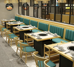 Modern Semicircular Leather Restaurant Bench Chair 4-Seater with Wooden <b>Table</b> for <b>Dining</b> Cafes Restaurants-Durable Eco-Friendly - Product Image 6