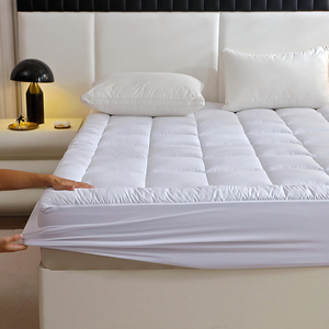 Protector de colchón acolchado, color blanco/gris oscuro, 100% poliéster, 360GSM, <span class=keywords><strong>con</strong></span> falda de cama de 43cm, 1 unidad - Product Image 3