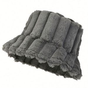 Wholesale in Stock <b>Warm</b> Fuzzy Bucket <b>Hat</b> Checkered Pattern Women Winter <b>Hats</b> Plush Fur <b>Hat</b> - Product Image 6