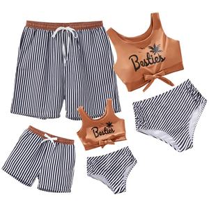 Maillots de bain assortis pour la famille, ensemble bikini deux pièces, imprimé floral, vêtements de plage, maillots de bain pour femmes et hommes, ensemble de 5 pièces - Product Image 3