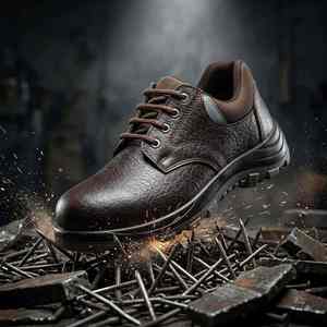 Chaussures de sécurité en cuir pour hommes de qualité supérieure, doublure respirante, semelle en PU, pour les travailleurs d'entrepôt, disponibles à la vente - Product Image 1