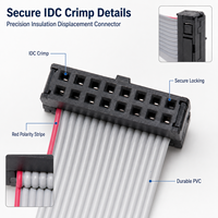 Câble plat IDC FFC 16 broches, connecteur femelle 2x8, pas de 2,54 mm, faisceau de câbles industriel personnalisé pour connexion de panneau