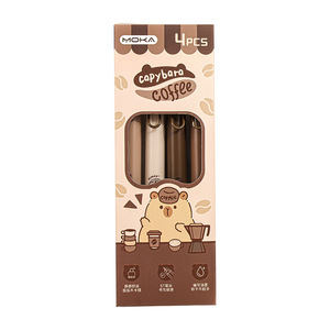 Bolígrafo de café Moka Capybara con pulsador, 4 unidades, punta de acero inoxidable, de secado rápido, para estudiantes - Product Image 5