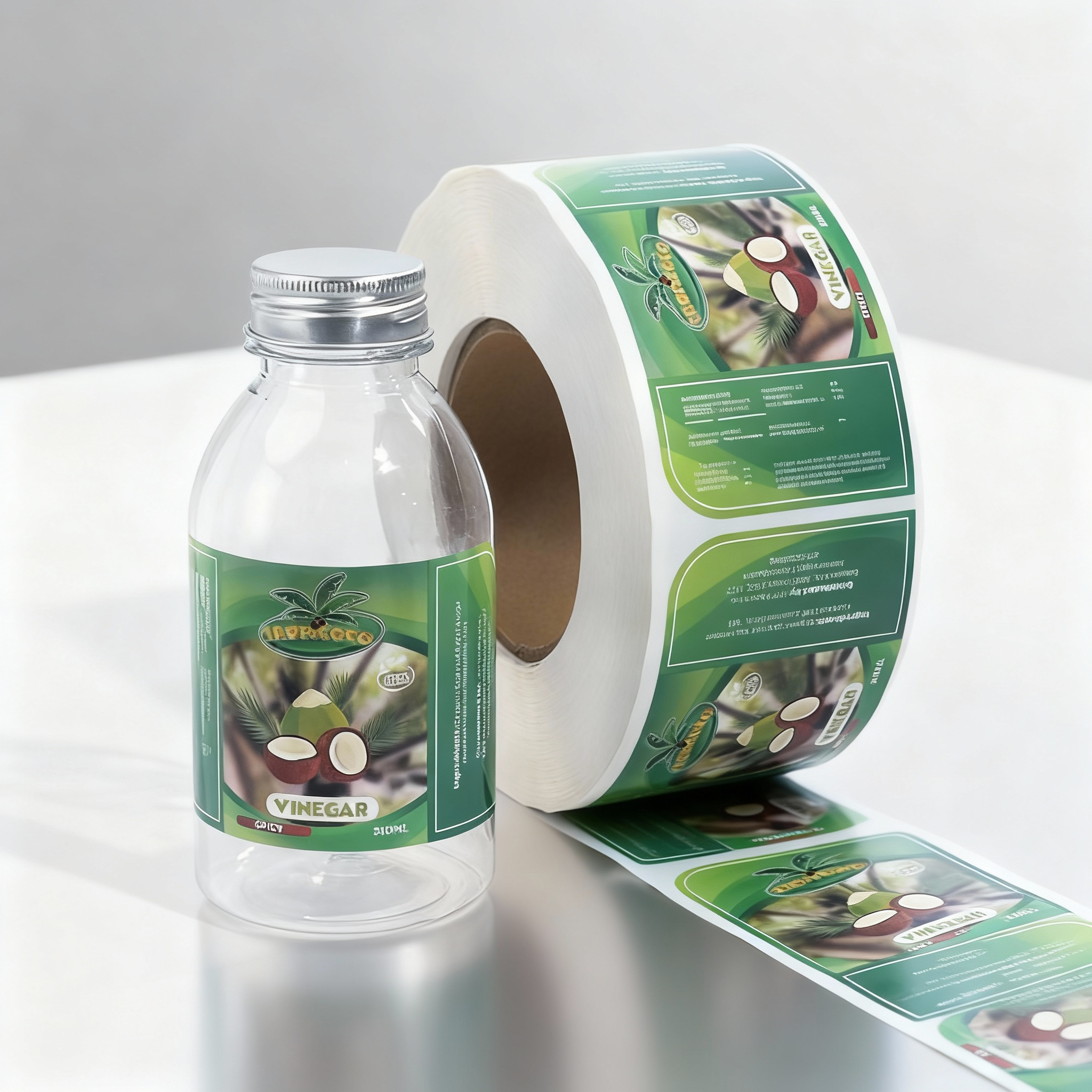 Custom Waterproof Self Adhesive Vinyl Sticker Roll Private Label Printed Vinegar Oil Glass Bottle Food Packaging Labels