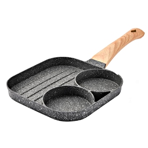Padella Antiaderente a 2 Fori per Uova Fritte e Omelette, con Manico in Legno, per Pancake e Colazione - Product Image 1