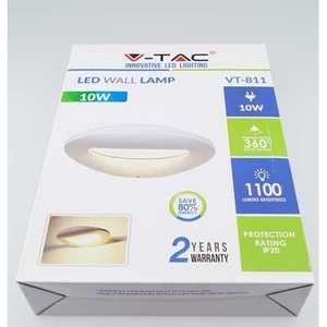 V-TAC VT-811 10W lampada da parete a LED luce indiretta IP20 colore bianco 3000K per uso interno esterno moderno corpo in vetro per la camera da letto di casa - Product Image 4