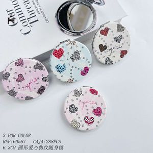 Specchietto Tascabile Rotondo con Stampa Leopardata e Strass, 6,3 cm, per Trucco e Viaggio Femminile - Product Image 1