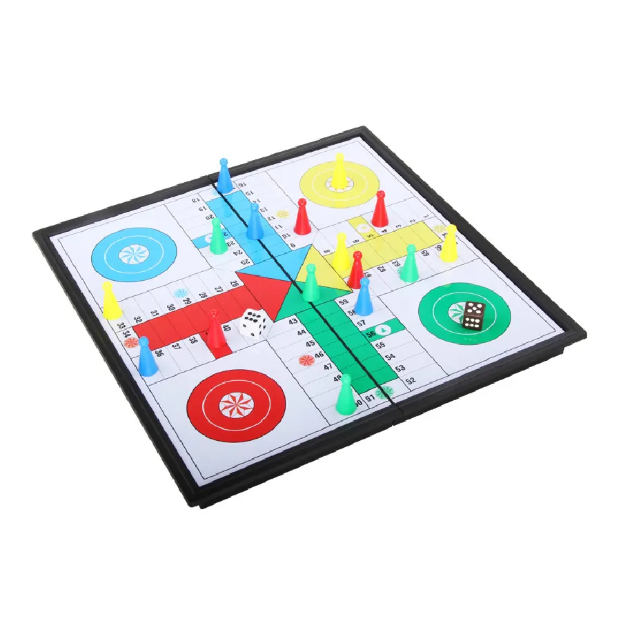 Yellow Mountain Imports Ludo Magnetic Folding Travel Board Game Set - 9.75 Inches - Portable Classic Strategy Game Set