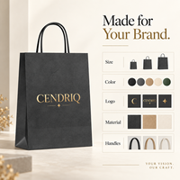 Sacs shopping personnalisés en papier kraft avec poignées en corde noire et logo doré pour la promotion de détail, l'emballage de marque et la vente en gros