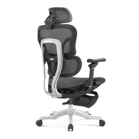Chaise de bureau de qualité supérieure avec base en aluminium, dossier en maille, assise large réglable, pivotante, avec repose-pieds
