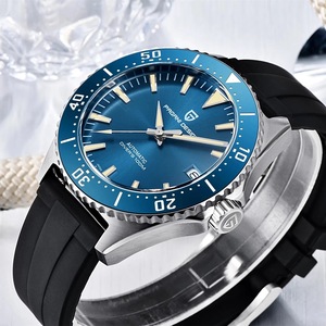 Montre de plongée automatique pour homme PAGANI DESIGN, cadran bleu 42 mm, résistante à l'eau jusqu'à 100 m, bracelet en caoutchouc noir - Product Image 3