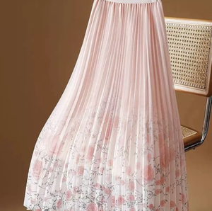 New Ladies Dress <strong>Long</strong> <strong>Skirts</strong> Woman Fashion Pleated <strong>Summer</strong> Korean Floral Print <strong>Skirt</strong> - Product Image 1