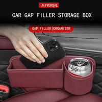 Organisateur de siège de voiture en PU, console multifonctionnelle, remplisseur de crevasses, boîte de rangement latérale avec porte-gobelet, poche de rangement intérieure pour voiture