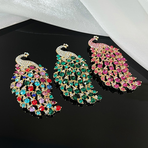 Abartılı büyük kristal kuş yaka iğneler kadınlar için renk Rhinestones tavuskuşu broş <span class=keywords><strong>Pin</strong></span> düğün - Product Image 1