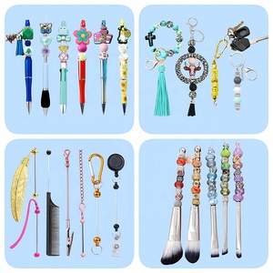 Perles focales en vrac pour stylos perlés, perles imprimées rondes de qualité alimentaire aux couleurs mélangées pour sucettes, porte-clés et bracelets - Product Image 3