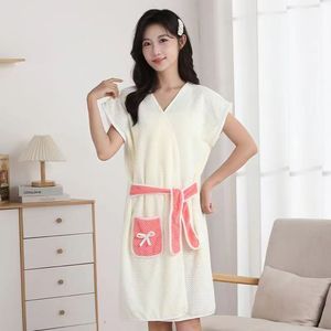 Albornoz de terciopelo Coral de alta densidad de larga duración para mujer, falda de toalla absorbente, pijama de cuatro estaciones para uso doméstico en <span class=keywords><strong>Hotel</strong></span> para fiestas - Product Image 4