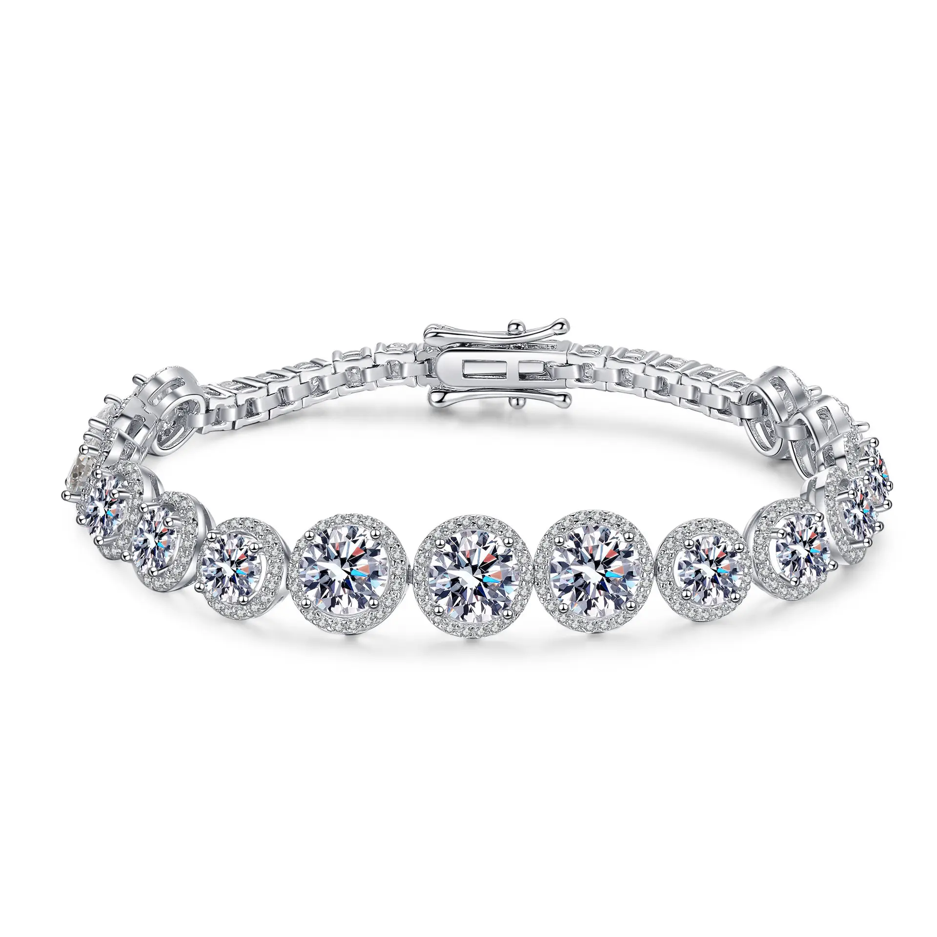 10CT Moissanite Bracelet GRA Lab Diamants De Culture De Luxe S925 En Argent Sterling Femmes Fine Bijoux De Mode Bracelet Bracelet