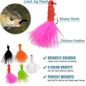 Jig Heads colori <span class=keywords><strong>per</strong></span> la pesca di pesca Crappie Jig Marabou piume esche esche giga <span class=keywords><strong>per</strong></span> capelli rotondi <span class=keywords><strong>per</strong></span> trote basse Panfish - Product Image 3