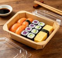 Boîte à lunch jetable carrée en papier kraft avec couvercle transparent, étanche, pour la vente en gros, idéale pour la restauration rapide, les salades, les sushis et les gelées