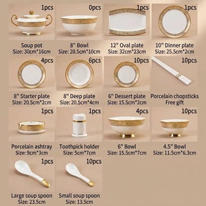 Service de Table Luxe en Porcelaine Tendre Résistante aux Rayures, Vaisselle Haut de Gamme pour Mariages, Banquets et Restaurants Gastronomiques - Product Image 2