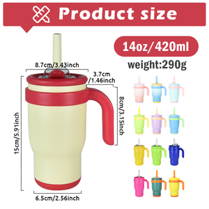 Gourde isotherme pour l'école, 14 <span class=keywords><strong>oz</strong></span>, avec poignée latérale, bouteille d'eau isolée avec paille et couvercle <span class=keywords><strong>2</strong></span> en <span class=keywords><strong>1</strong></span> - Product Image 3