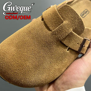 Sandales plates d'extérieur de haute qualité, mules, sabots, Birkenstockes, cuir véritable, <span class=keywords><strong>daim</strong></span>, lit de pied en liège pour femmes, sabots solides - Product Image 3