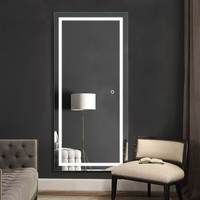 Miroir LED rectangulaire mural avec cadre en alliage d'aluminium - Design moderne pour salon et hôtel - Miroir de dressing pleine longueur