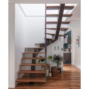 Tout nouveau moderne intérieur <span class=keywords><strong>d</strong></span>écoration de <span class=keywords><strong>la</strong></span> maison personnalisable <span class=keywords><strong>escalier</strong></span> en colimaçon à plusieurs niveaux PVC bois massif acier vol avec garde-corps en verre - Product Image 4