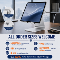 Support de tablette pliable réglable en alliage d'aluminium OEM en gros, support de bureau pour iPad, multi-angles, antidérapant, portable, logo personnalisé