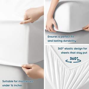 Ensemble <span class=keywords><strong>de</strong></span> literie en coton <span class=keywords><strong>sans</strong></span> <span class=keywords><strong>repassage</strong></span> facile à entretenir, lavable en machine, pré-rétréci, <span class=keywords><strong>drap</strong></span> <span class=keywords><strong>de</strong></span> <span class=keywords><strong>lit</strong></span> en coton certifié OEKO TEX Standard 100 - Product Image 4