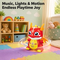 Jouet à pousser Dinosaure Bébé Adorable avec Musique, Lumières LED et Fonction Pivotante pour Tout-petits de 1, 2, 3 Ans – Cadeau Éducatif Précoce pour Enfants
